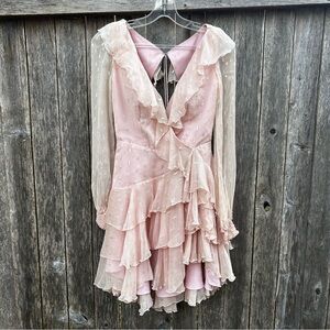 Sherri Hill Pageant Pink Ruffled Long Sleeve Dress Size 2